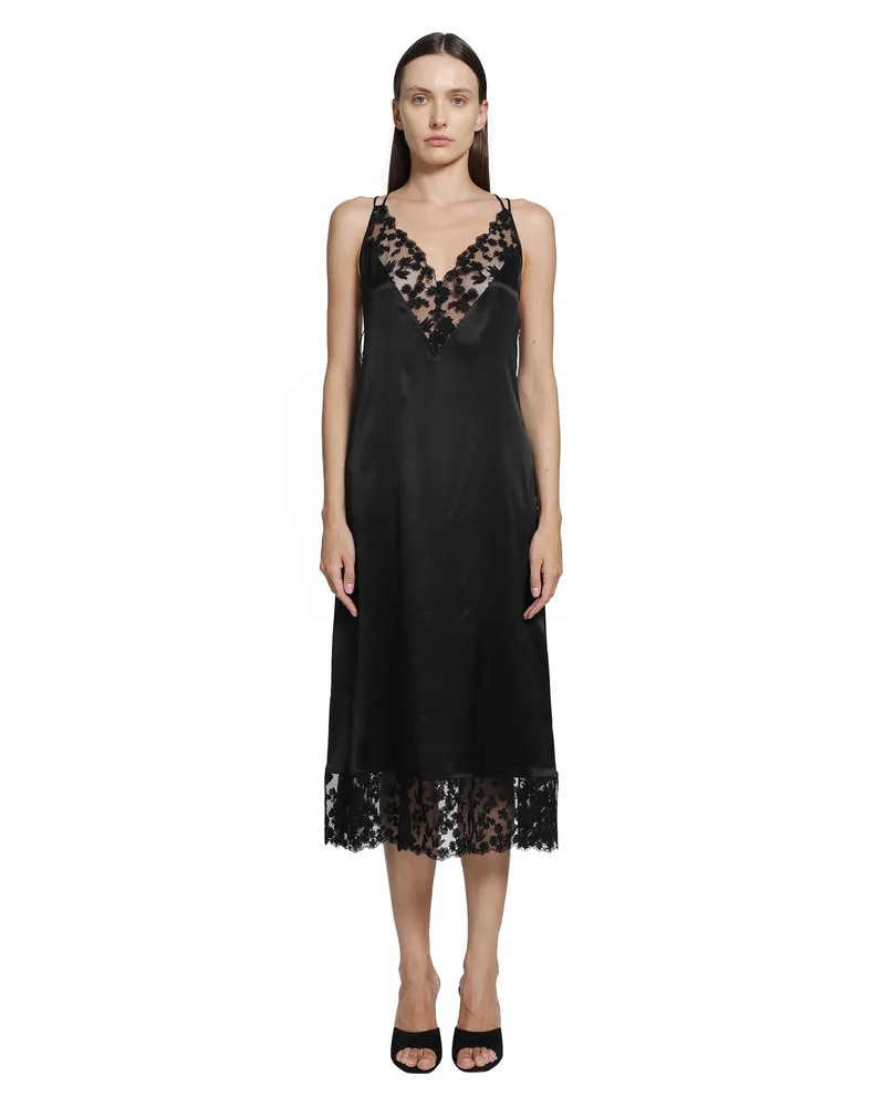 Fendi Silk and Lace Dress Black