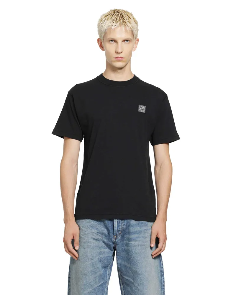 Stone Island 2100026 Cotton Jersey 'Fissato' Effect T-Shirt Black