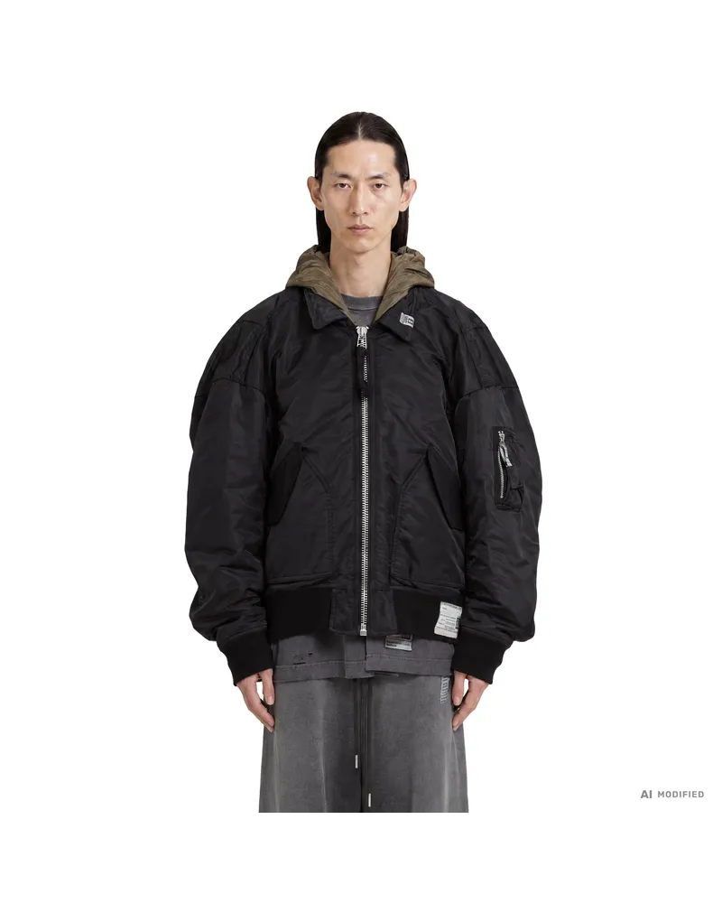 MIHARAYASUHIRO Hooded Flight Jacket Black