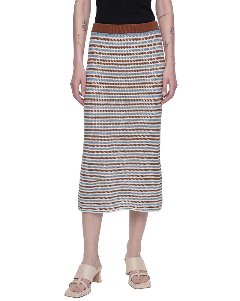Marni Striped Cotton Crochet Skirt Multicolor