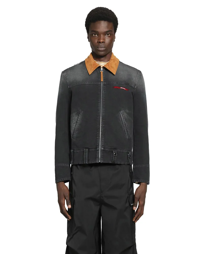 Marni Canvas Jacket With Contrast Collar Black