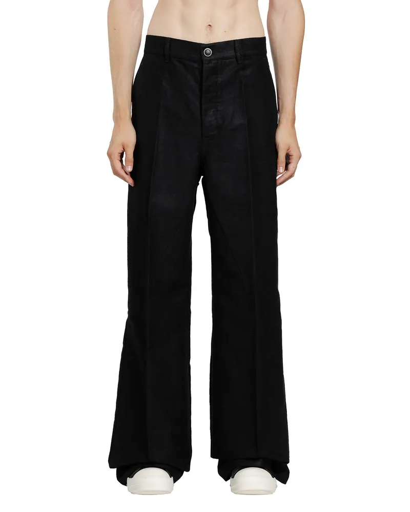Rick Owens Tower Work Pants in Ramie Moleskin Black