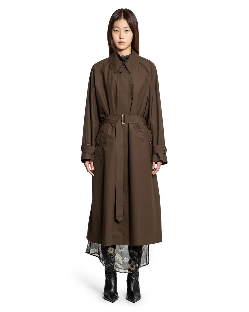 Magda Butrym Belted Trench-Coat in Cotton Brown