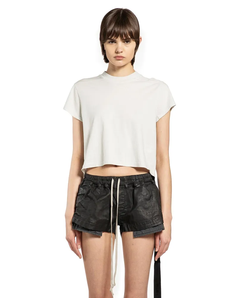 DRKSHDW by Rick Owens Temple Cropped Small Level T-Shirt Off-white