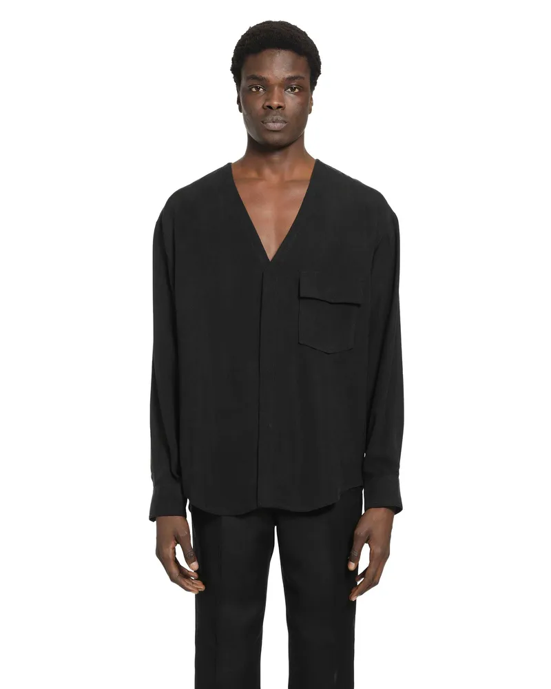 Giorgio Armani V-Neck Shirt in Viscose Black
