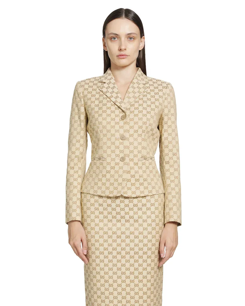 Gucci GG Cotton Canvas Jacket Beige