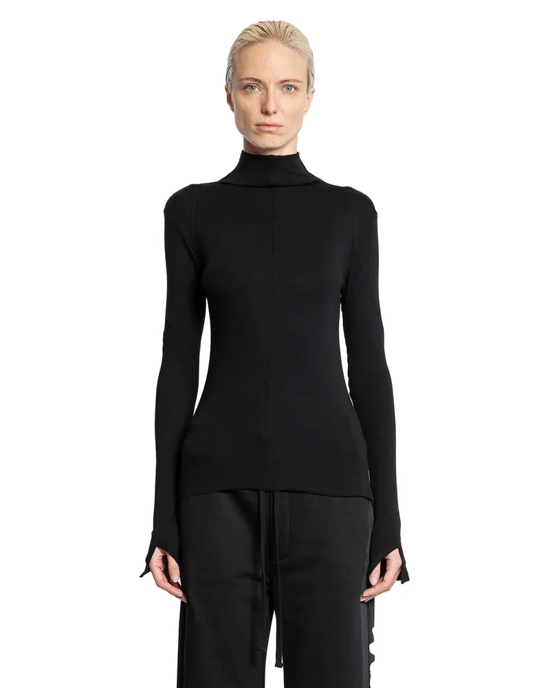 THOM KROM Long Sleeve Stretch Jersey Turtleneck Top Black