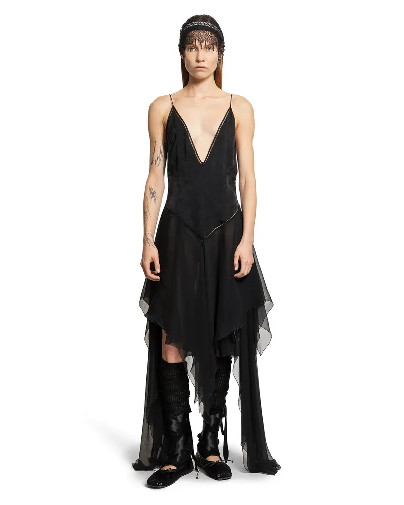 Ann Demeulemeester Washed Ramage Jacquard Midi Slip Dress Black