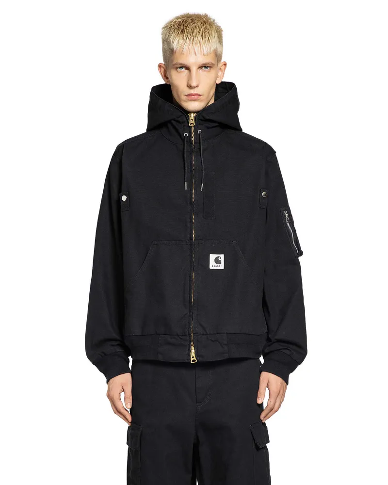 Sacai Carhartt WIP Washed Duck Hooded Blouson Black