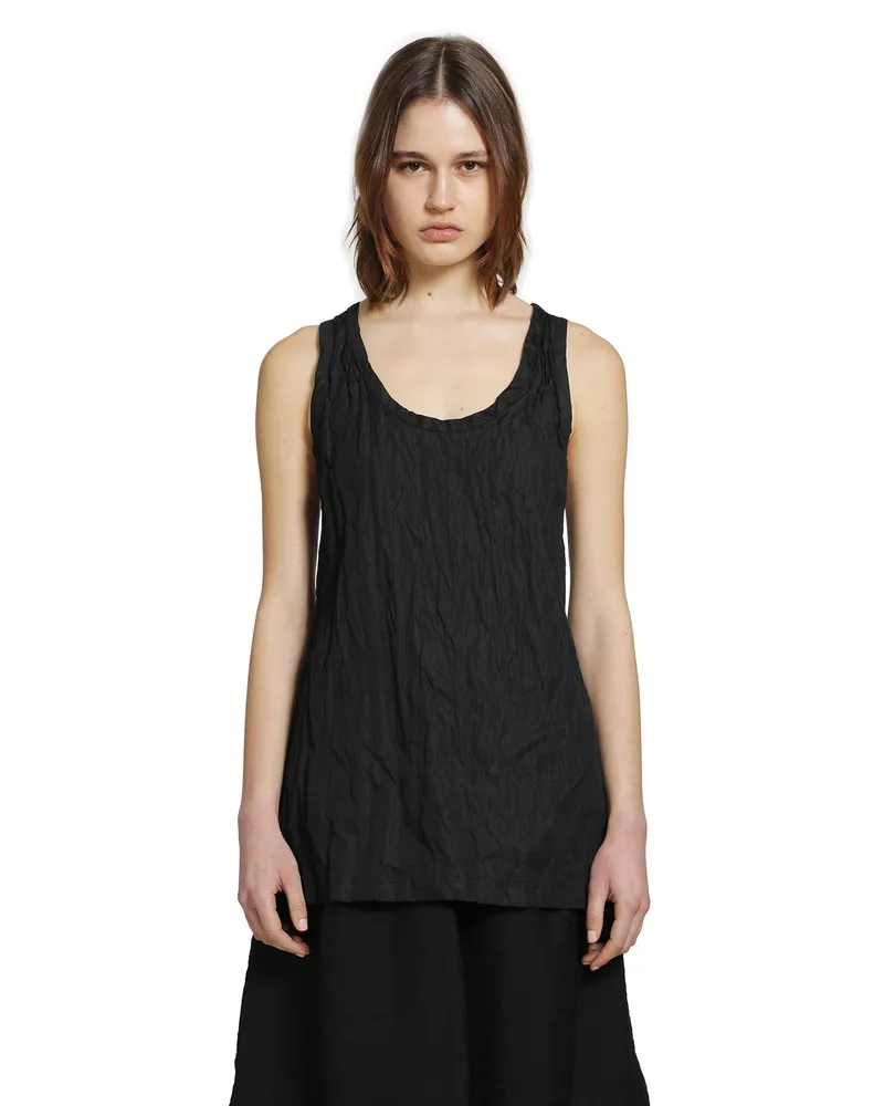 Totême Crinkled Cotton Tank Top Black