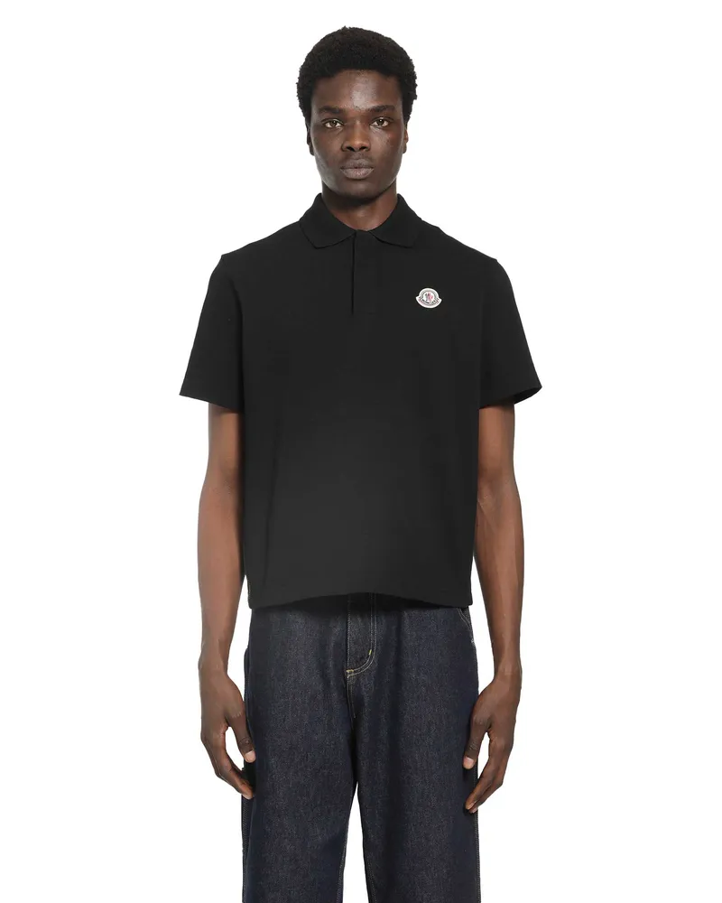 Moncler Cotton Piqué Polo Shirt Black
