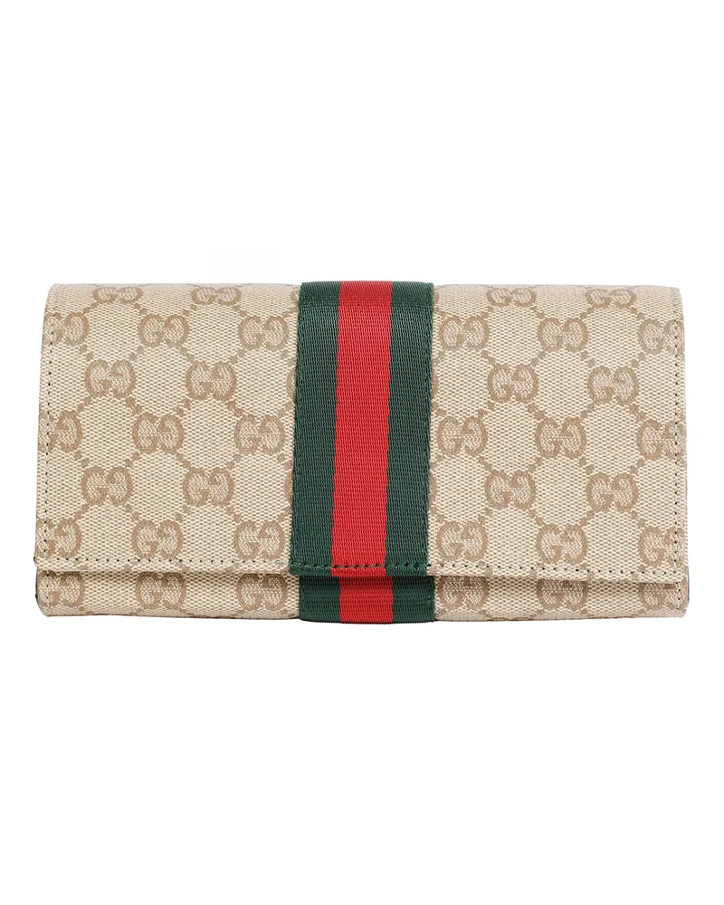 Gucci GG Coated Canvas and Web Pouc Beige