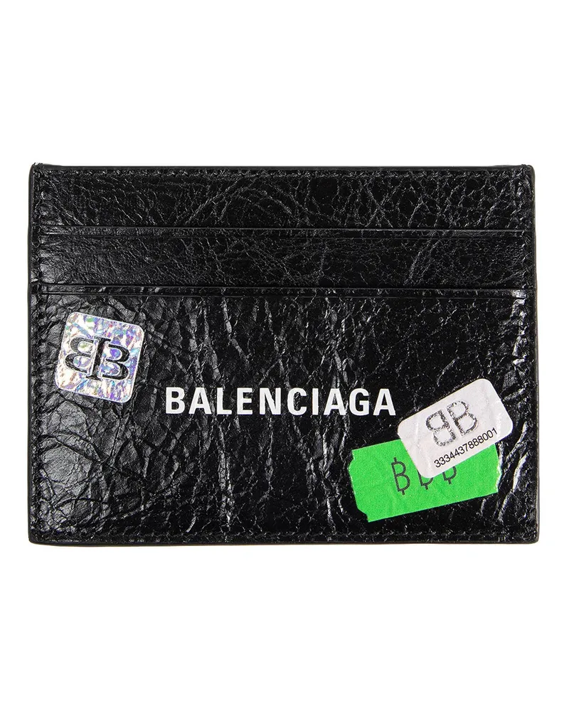 Balenciaga Cash Card Holder with Printed Stickers Black