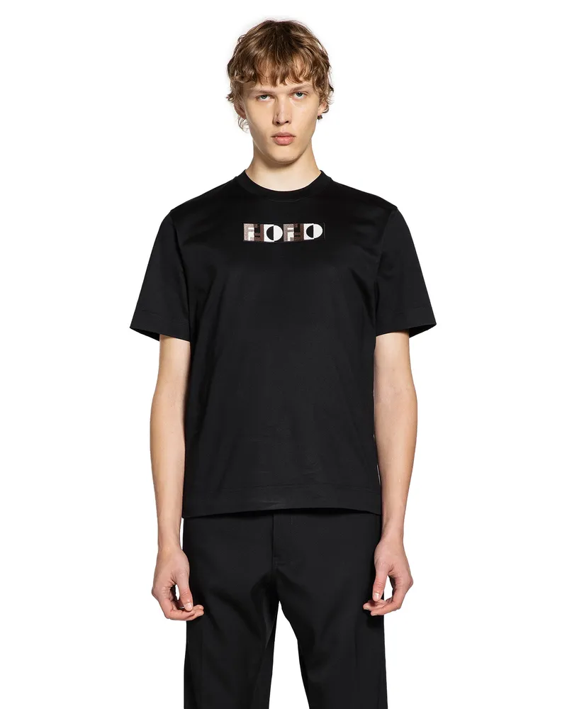 Fendi Optical Logo Cotton T-Shirt Black