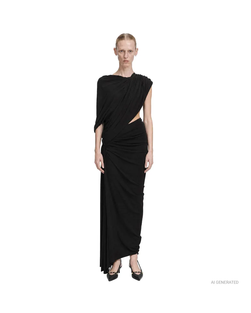 Balenciaga Twisted Draped Dress Black