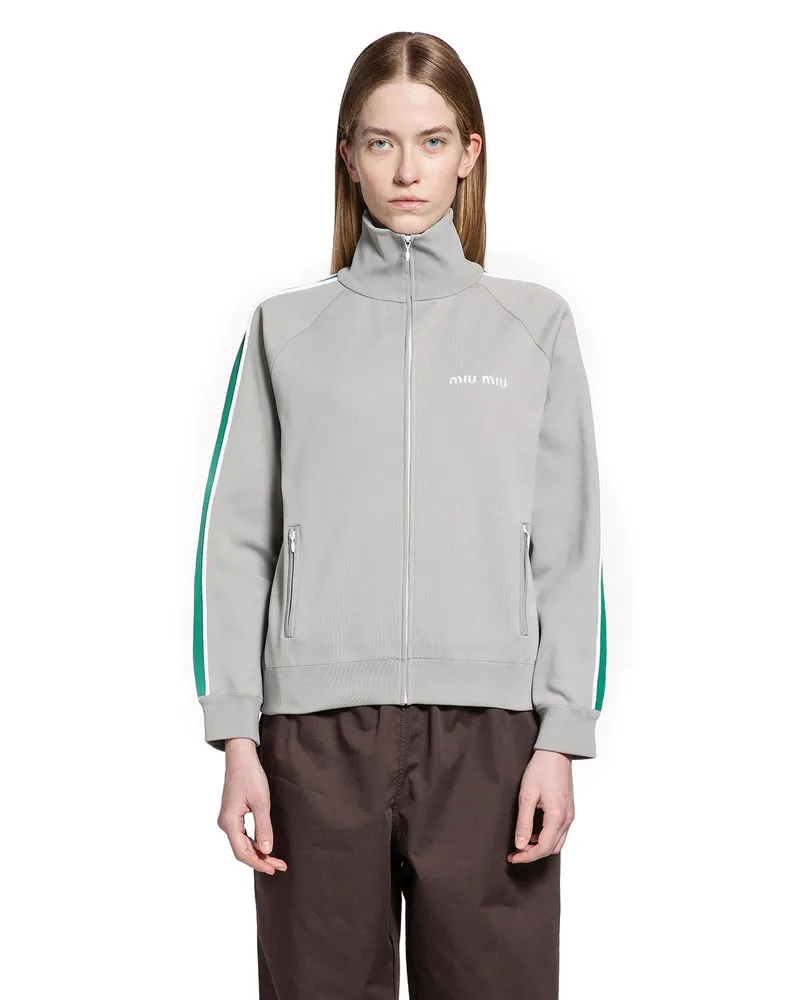 Miu Miu Zip-Up Sweatshirt Grey