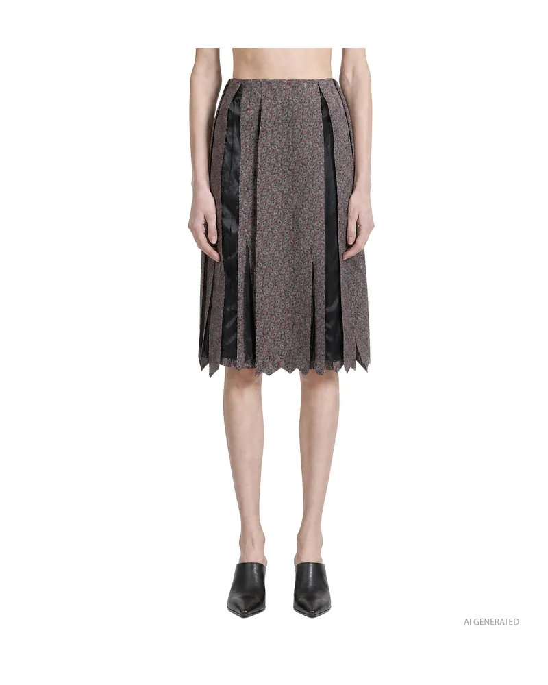Maison Margiela Fusion Paisley Midi Skirt Red