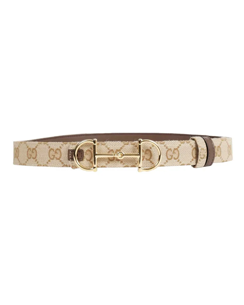 Gucci GG Canvas Horsebit Buckle Beige