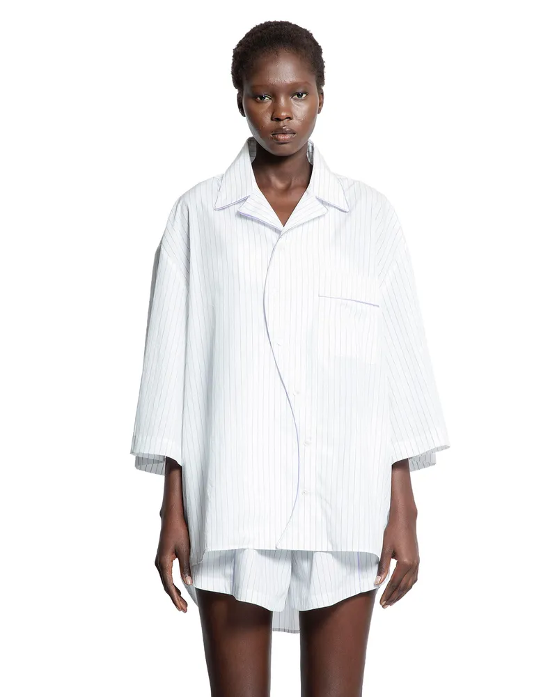 SSHEENA Baseball Stripped Shirt White