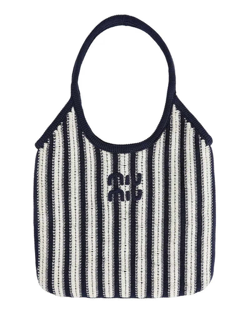 Miu Miu Ivy Crochet Top Handle Bag Blue