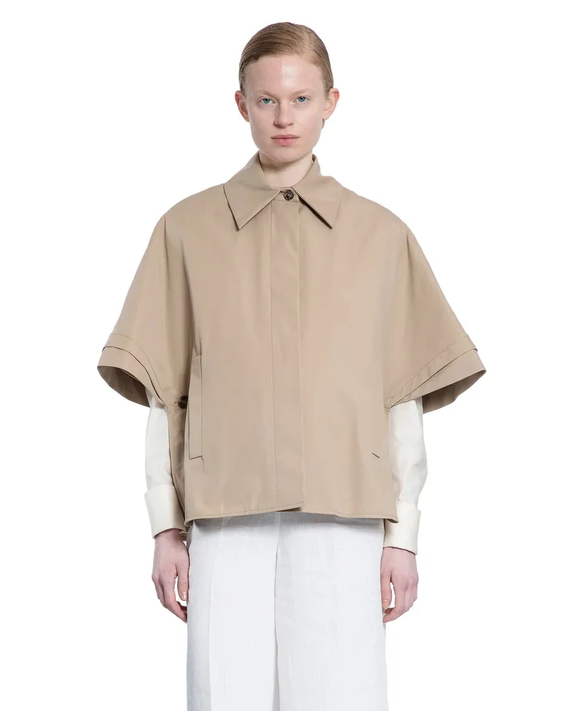 Max Mara Water-repellent gabardine cape Beige
