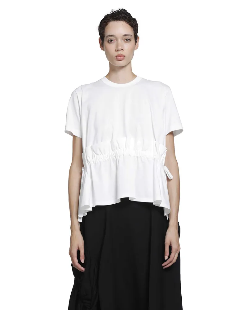 Noir Kei Ninomiya Gathered Cotton T-Shirt White