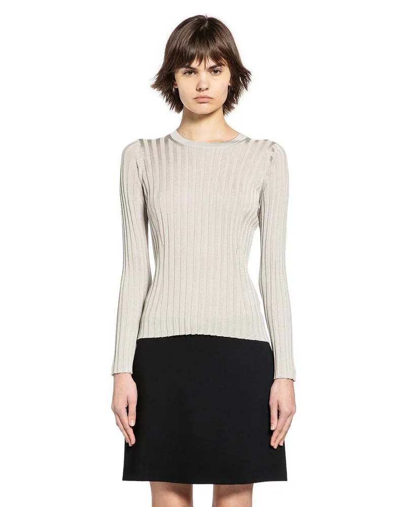 Versace Ribbed-Knit Cotton Viscose Sweater Grey