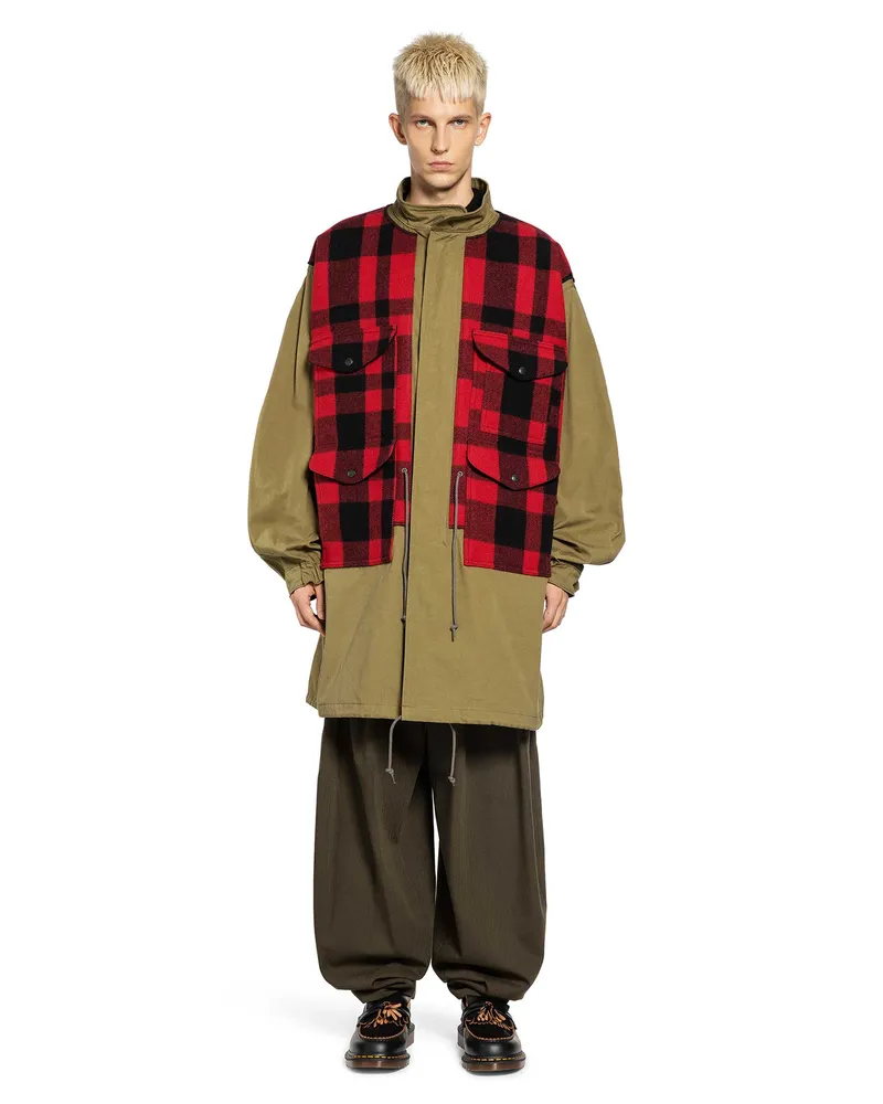 Junya Watanabe Check Wool and Cotton Canvas Coat Green