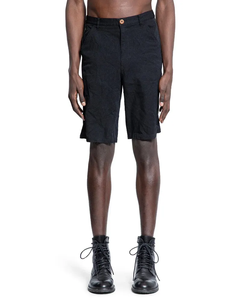 Comme des Garçons Pantaloncini in denim di nylon stropicciato Black