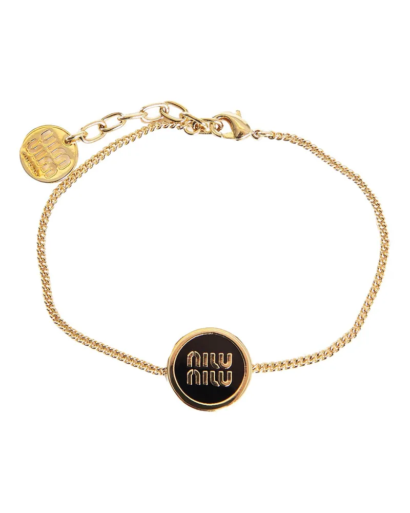 Miu Miu Enamelled Logo Bracelet Gold