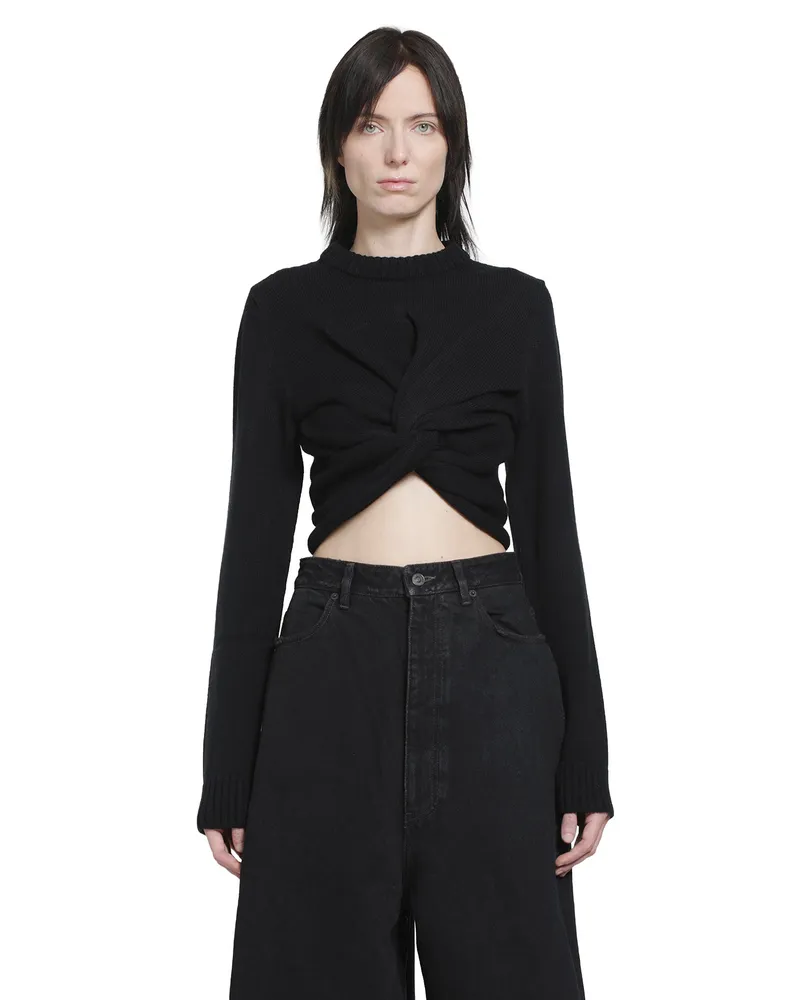 Balenciaga Knotted Wool Sweater Black
