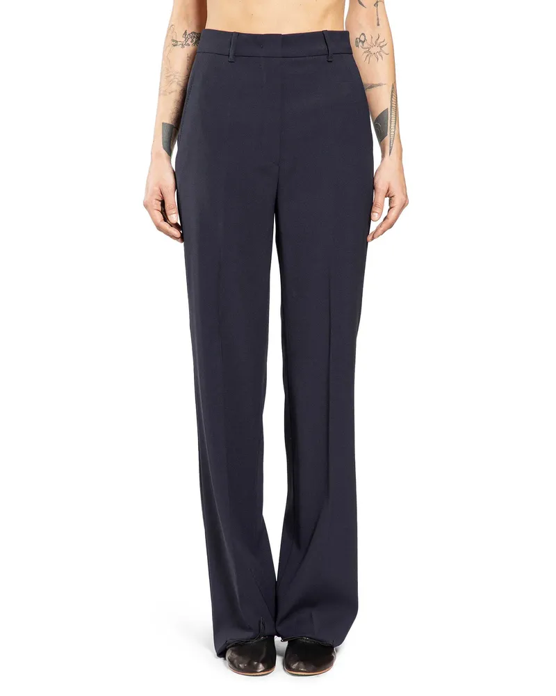 Max Mara Wool Crepe Trousers Blue