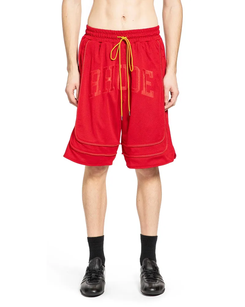 RHUDE Baggy Mesh Collegiate Shorts Red