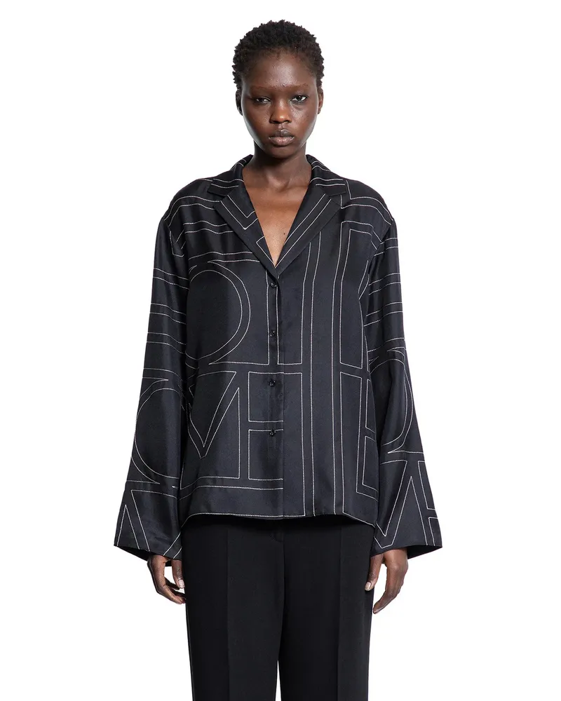 Totême Monogram silk PJ shirt Black&white