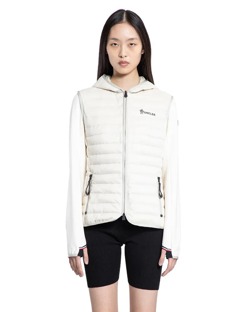 Moncler Padded Zip-Up Cotton Hoodie Off-white