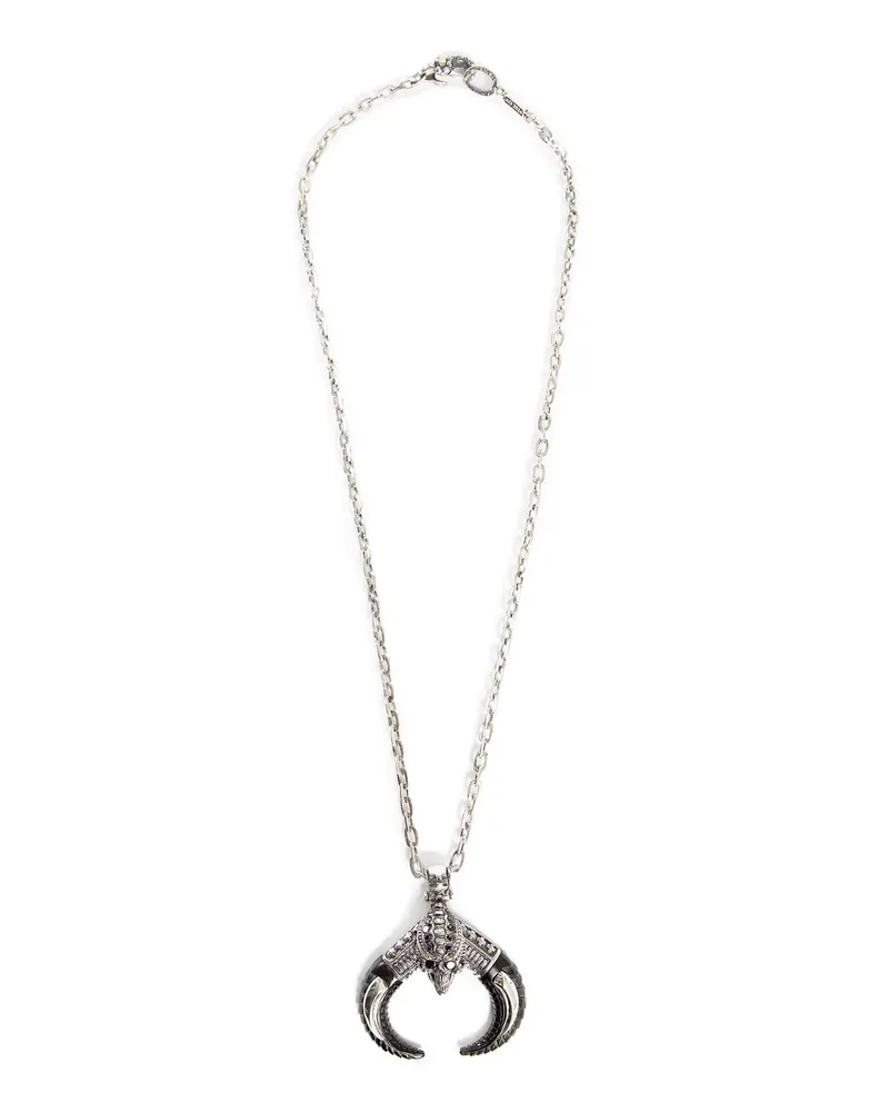KD2024 Skull Alien Horn Necklace Silver