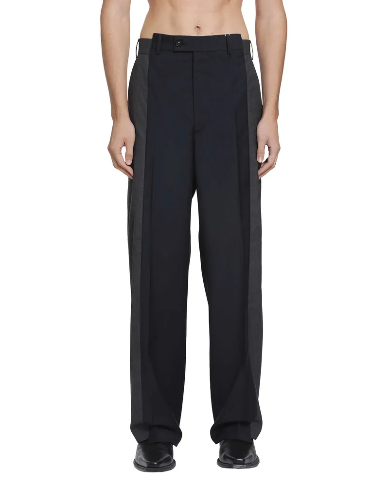 Maison Margiela Two-tone Wool Trousers Blue