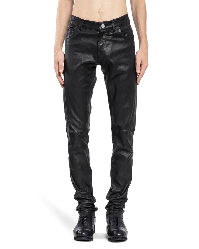 Giorgio Brato Pantaloni a 5 tasche in pelle di agnello rivestita Black