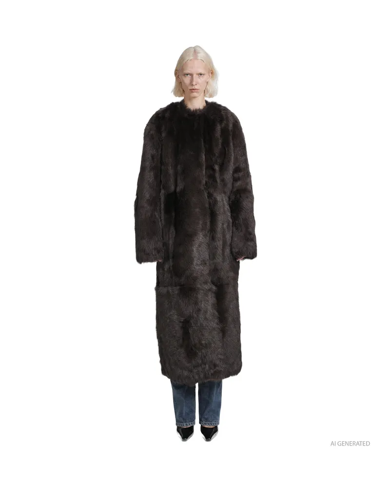 Totême Silky Shearling Coat Brown