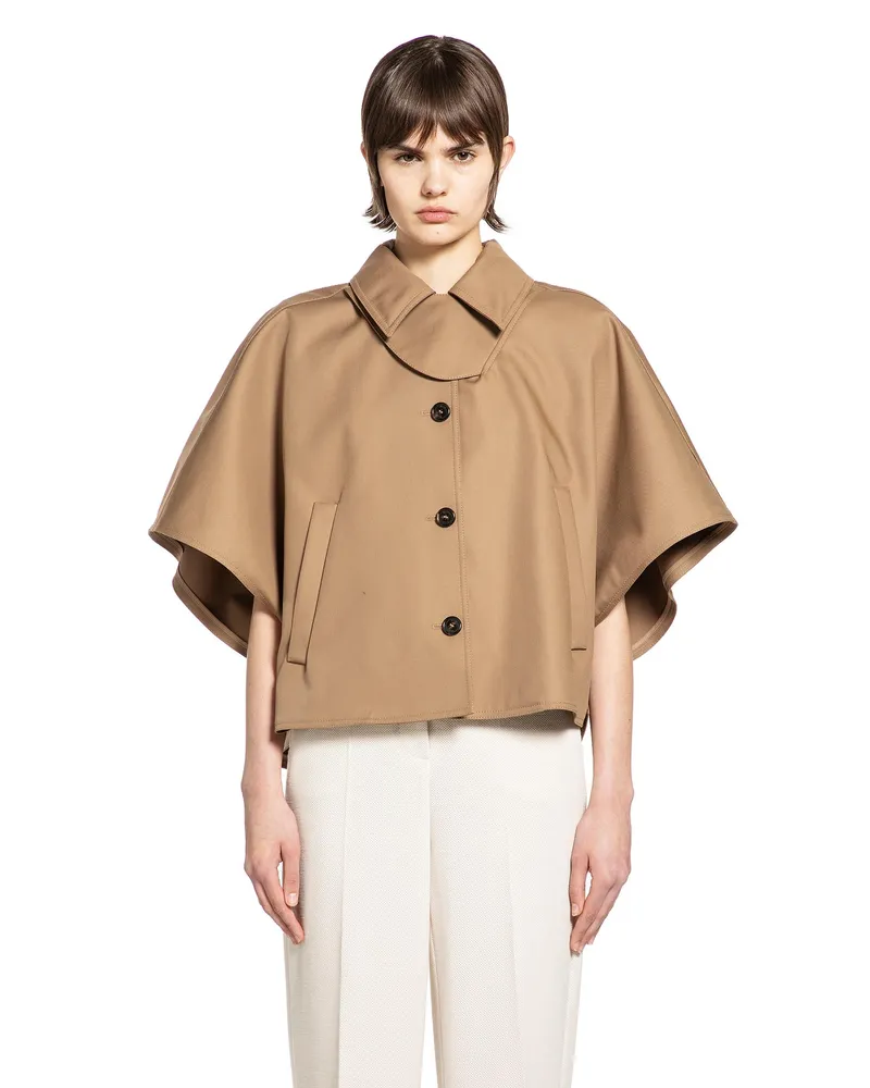 Max Mara Water-repellent Gabardine Cape Beige