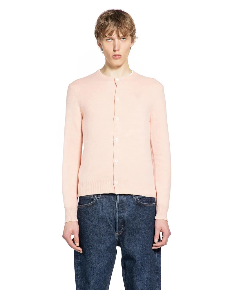 Comme des Garçons Heart Cardigan in Wool Pink