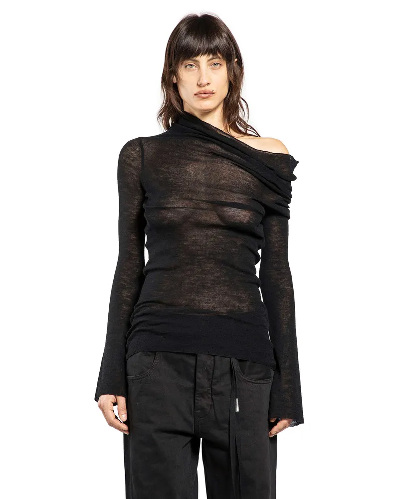 Ann Demeulemeester Tizziana Drop Shoulder Knit Top Black