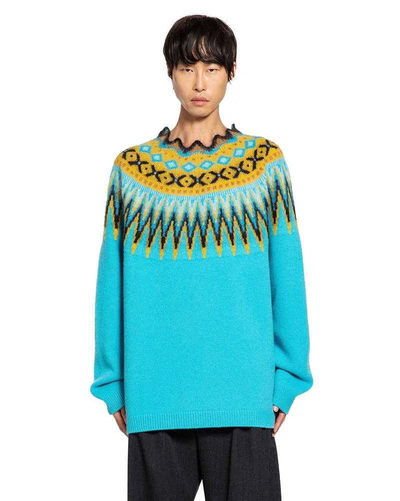 Loewe Crewneck Sweater Wool Mohair Blend Blue