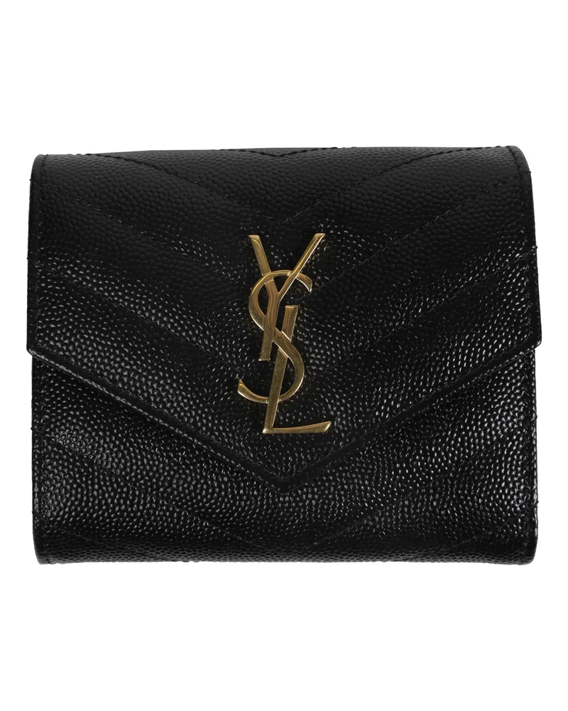 Saint Laurent Cassandre Matelassé Multi-Folded Wallet Black