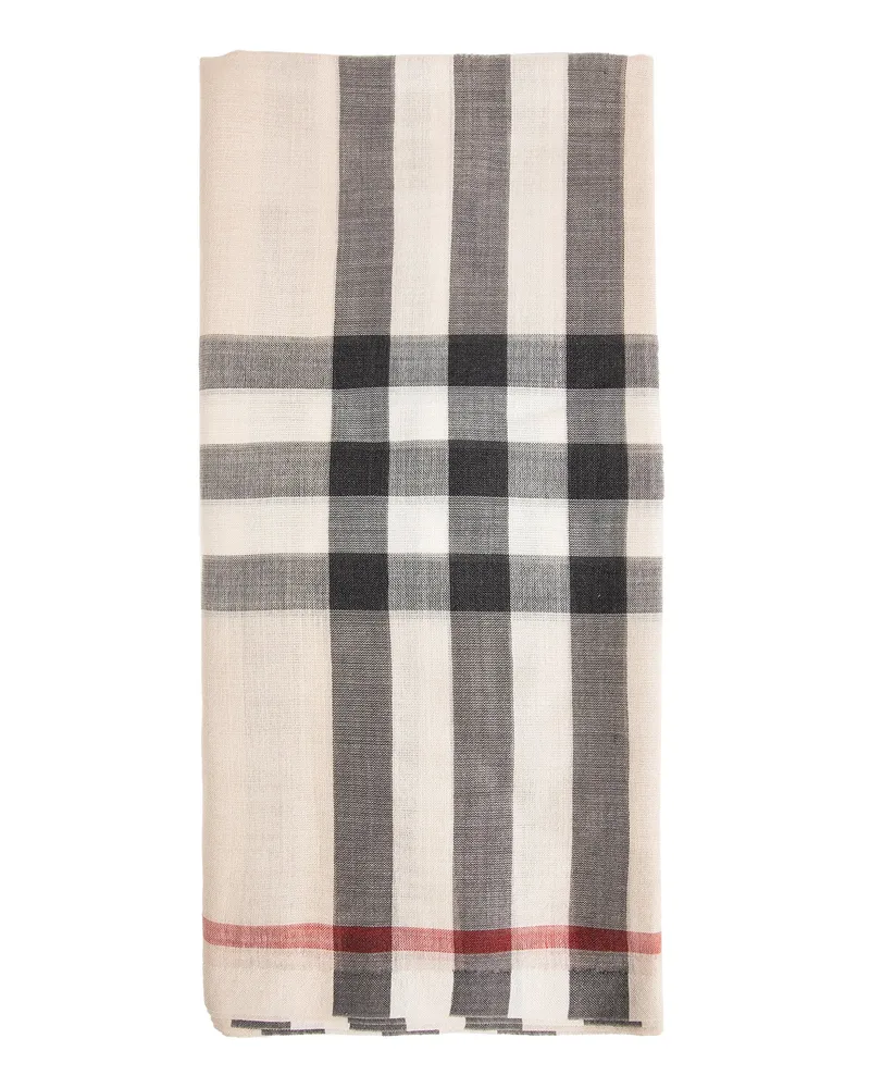 Burberry Wide Check Wool Silk Scarf Grey