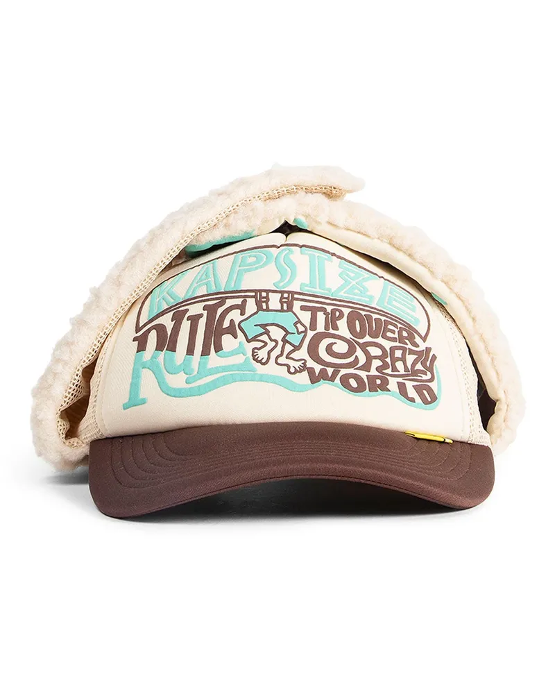 KAPITAL Trucker/Aviator Hybrid Hat Brown