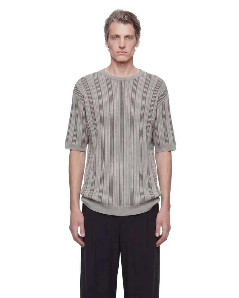 Emporio Armani Ribbed Lyocell-blend Sweater Beige