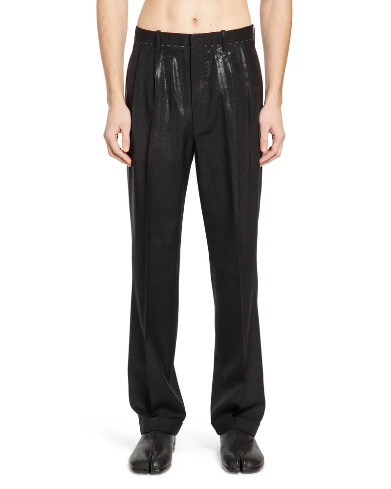 Maison Margiela Foiled Wool Trousers Black