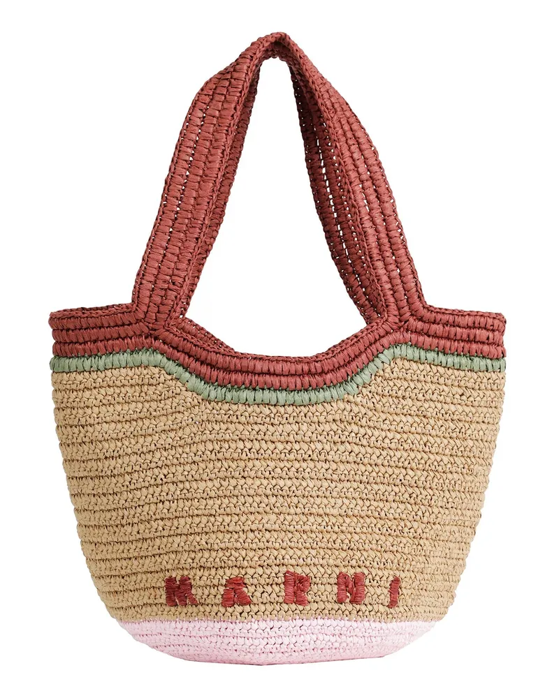 Marni Paper Raffia Seaside Hobo Bag Multicolor