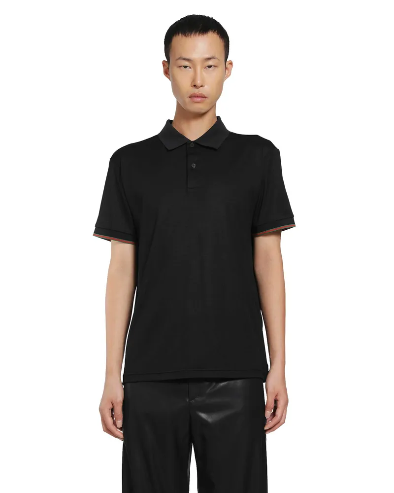 Gucci Silk Jersey Polo Shirt Black